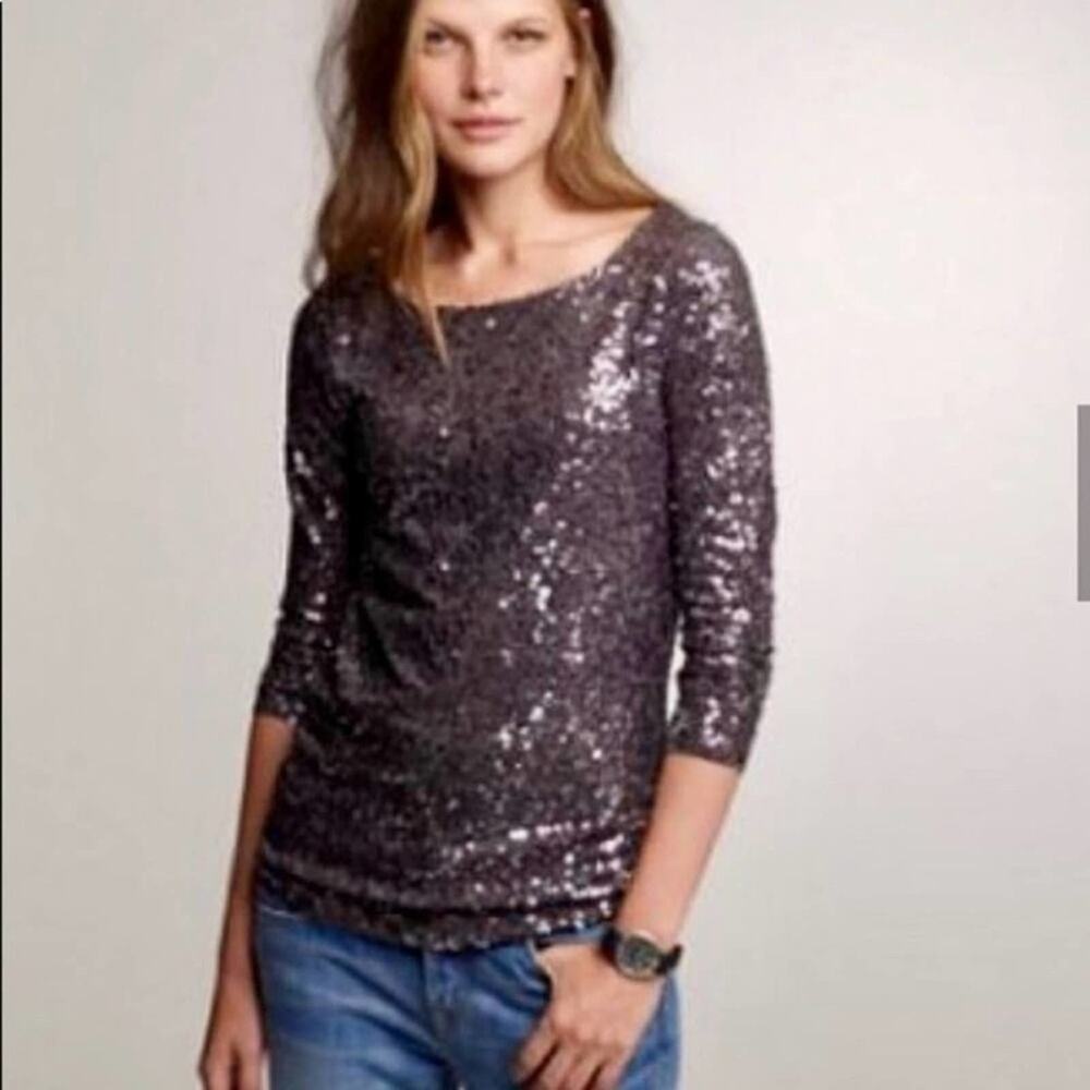 J. Crew‎ black sequined shirt size small
